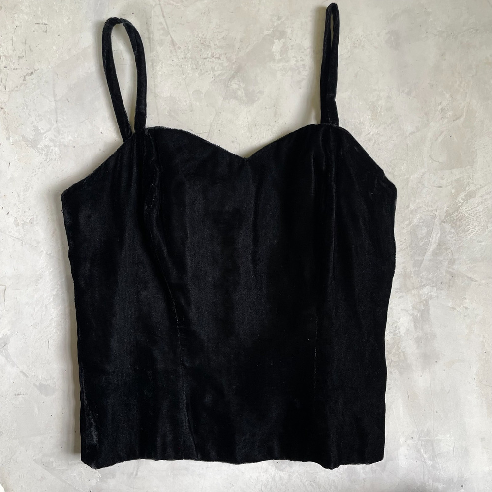 Vintage 80s 90s Handmade Velvet Bustier Crop Cami‎ XS/S Whimsigoth Fairy Gothic